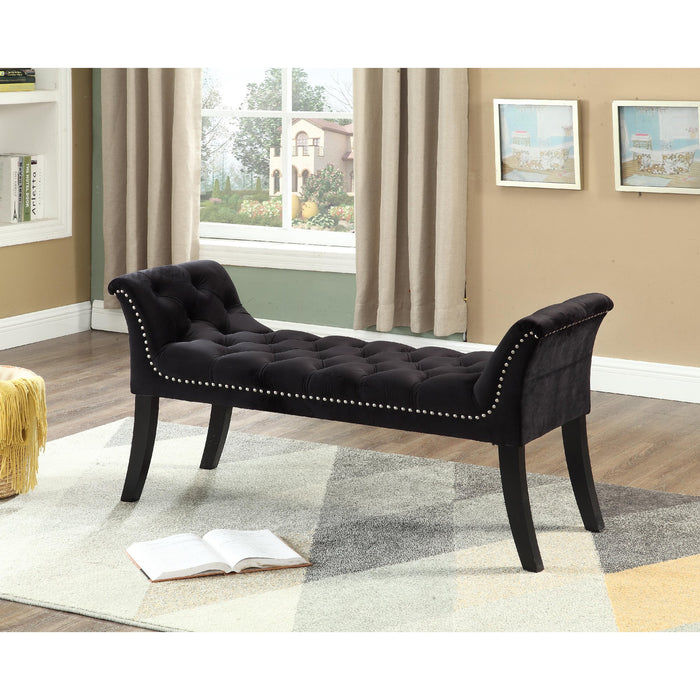 Banc Imperial capitonné noir avec accoudoirs