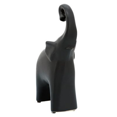10.75” Contemporary Elephant Figurine – Matte Black | Figurine d’éléphant contemporaine de 10,75 po - noir mat