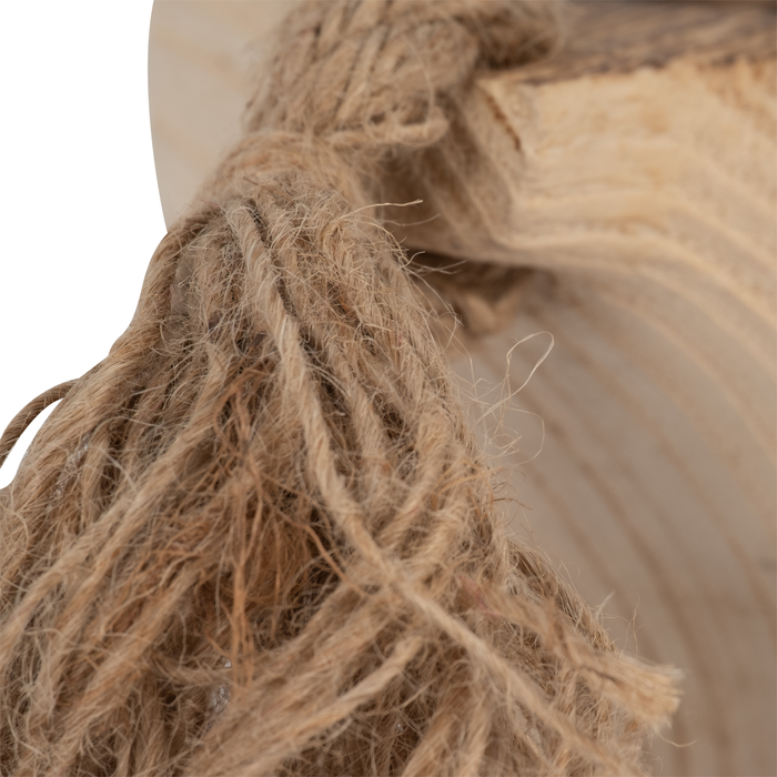 Plateau bohème de 15 po en bois avec glands - brun