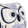 5” Ceramic Leaf Print Chinoiserie Owl – Blue  | Hibou de 5 po en céramique de style chinoiserie à motif de feuille - bleu
