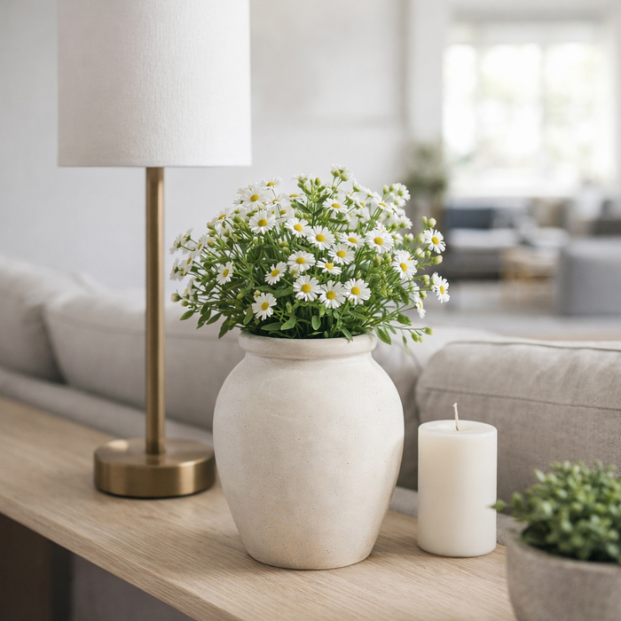 Vase à fleurs contemporain de 6,75 po - ivoire 