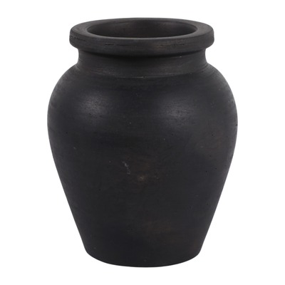 6.25” Terracotta Bud Vase – Black  | Vase à fleurs de 6,25 po en terre cuite - noir