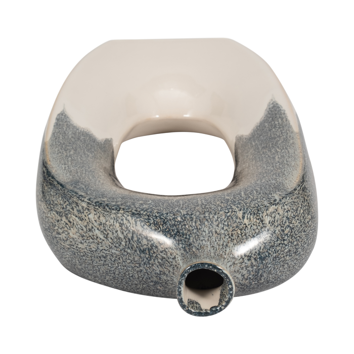 Vase de 16 po en céramique à découpe ouverte - ivoire et bleu 