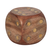 Dé antique de 4 po en bois - brun