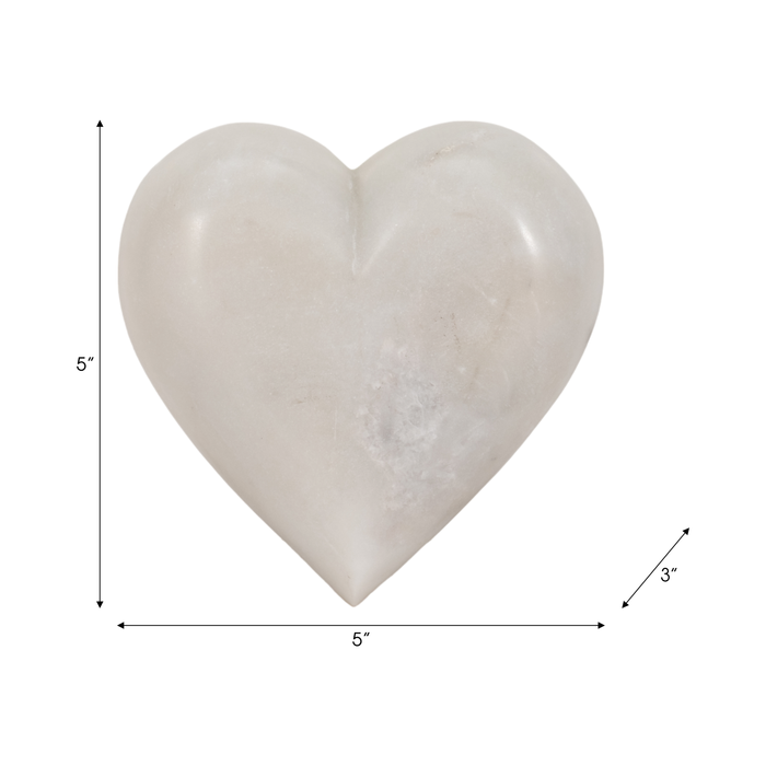 Cœur de 5 po en pierre de marbre naturel – blanc