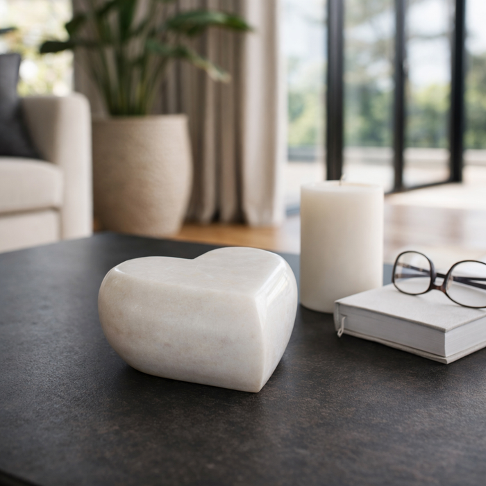 Cœur de 5 po en pierre de marbre naturel – blanc