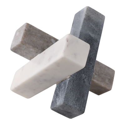 Marble 6” Abstract Jack Decoration – White | Osselet décoratif abstrait de 6 po en marbre - blanc
