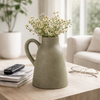 8.75” Terracotta Vase with Handle – Green  | Vase de 8,75 po en terre cuite avec poignée - vert