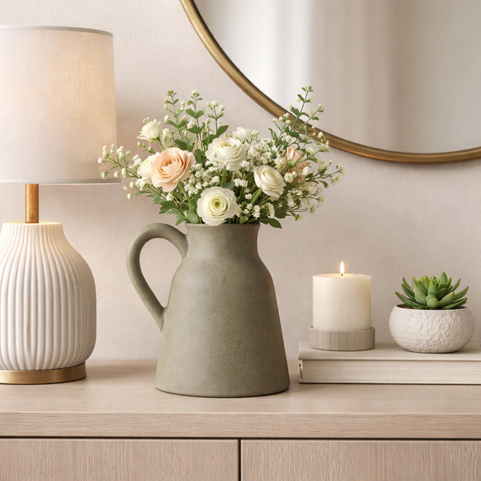 Vase de 8,75 po en terre cuite avec poignée - vert 