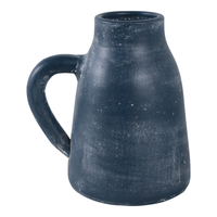 Vase de 8,75 po en terre cuite avec poignée - bleu