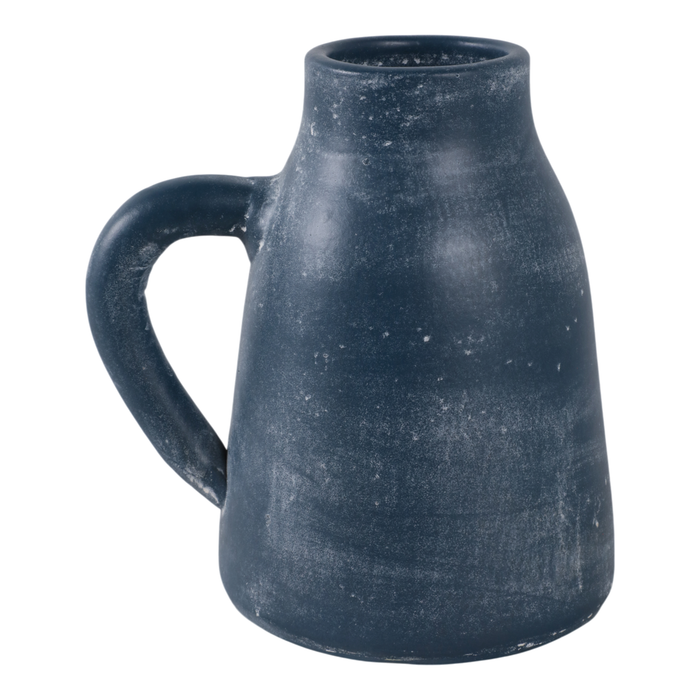 Vase de 8,75 po en terre cuite avec poignée - bleu 