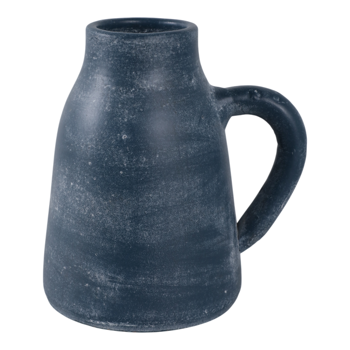 Vase de 8,75 po en terre cuite avec poignée - bleu 