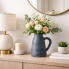 8.75” Terracotta Vase with Handle – Blue  | Vase de 8,75 po en terre cuite avec poignée - bleu