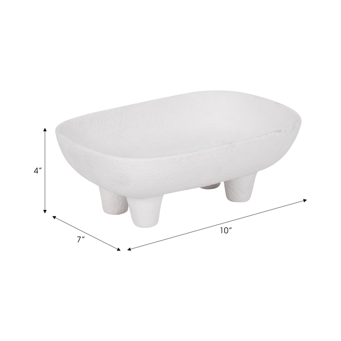 Bol rectangulaire arrondi de 10 po en céramique - blanc 