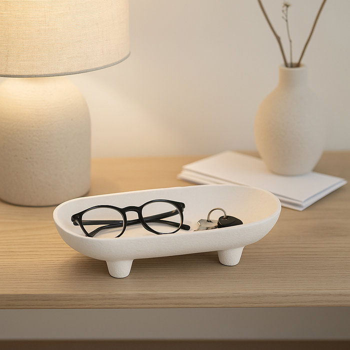 Bol rectangulaire arrondi de 10 po en céramique - blanc 