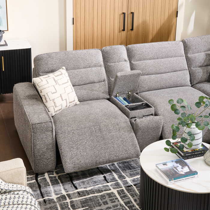 Sofa sectionnel Prestige de Shaquille O’Neal Home 6 pièces avec inclinaison électrique - gris