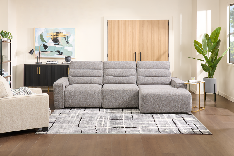 Sofa sectionnel de droite Prestige de Shaquille O’Neal Home 3 pièces avec inclinaison électrique - gris