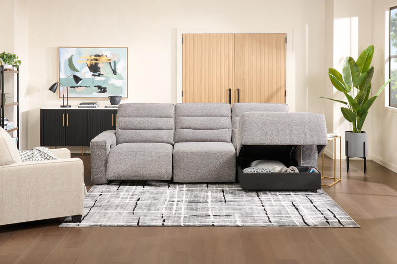 Sofa sectionnel de droite Prestige de Shaquille O’Neal Home 3 pièces avec inclinaison électrique - gris