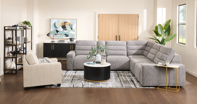 Sofa sectionnel Prestige de Shaquille O’Neal Home 6 pièces avec inclinaison électrique - gris