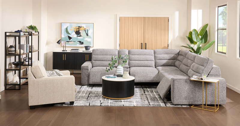 Sofa sectionnel Prestige de Shaquille O’Neal Home 6 pièces avec inclinaison électrique - gris