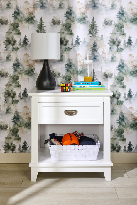 Table de nuit Quinn de 24 po (L) x 26 po (H) à 1 tiroir avec tablette - blanche