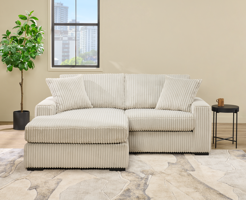Sofa sectionnel Willow 2 pièces en tissu avec coussins amovibles et pouf de fauteuil long - sable