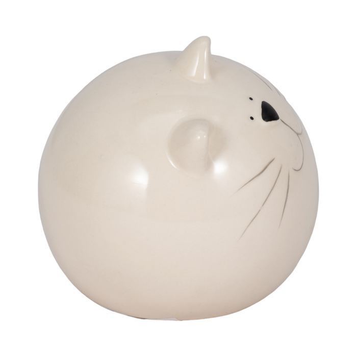 Chat sphérique décoratif de 5 po en céramique - blanc