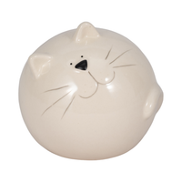 Chat sphérique décoratif de 5 po en céramique - blanc