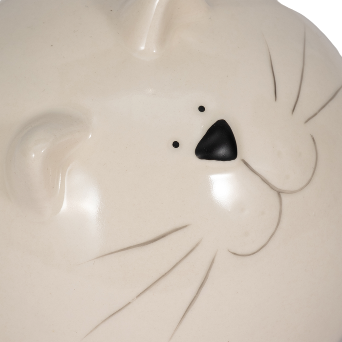 Chat sphérique décoratif de 5 po en céramique - blanc