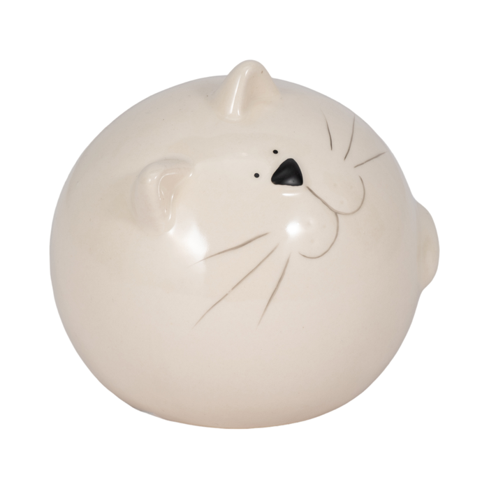 Chat sphérique décoratif de 5 po en céramique - blanc