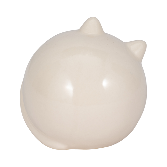 Chat sphérique décoratif de 5 po en céramique - blanc