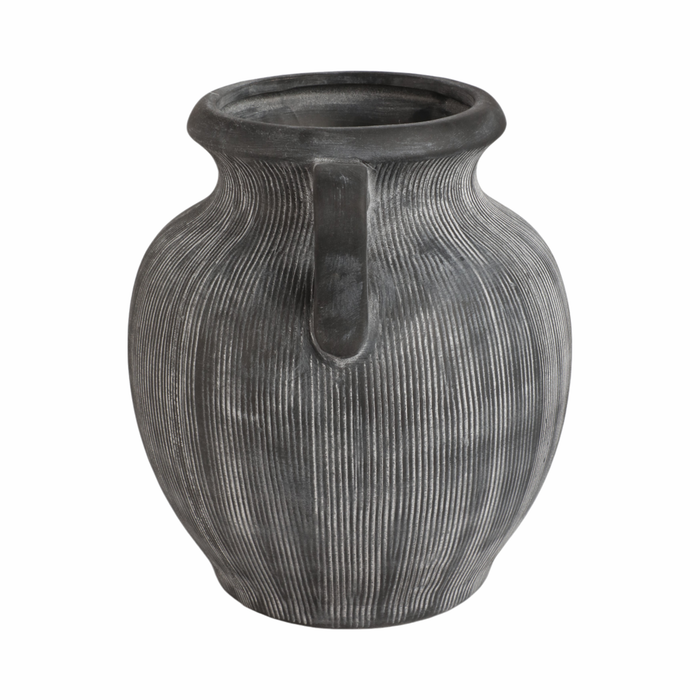 Carafe vieillie de 10 po en céramique avec poignées - noire 