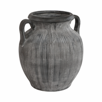 Carafe vieillie de 10 po en céramique avec poignées - noire