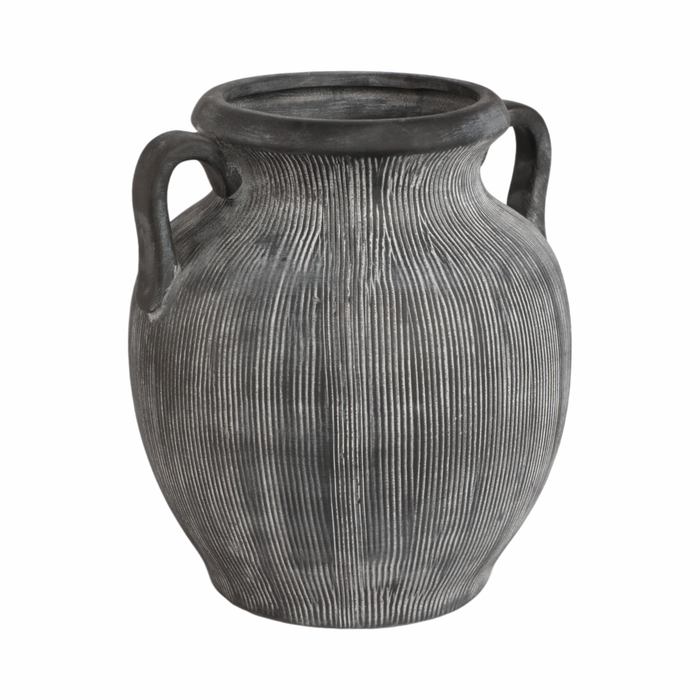 Carafe vieillie de 10 po en céramique avec poignées - noire 