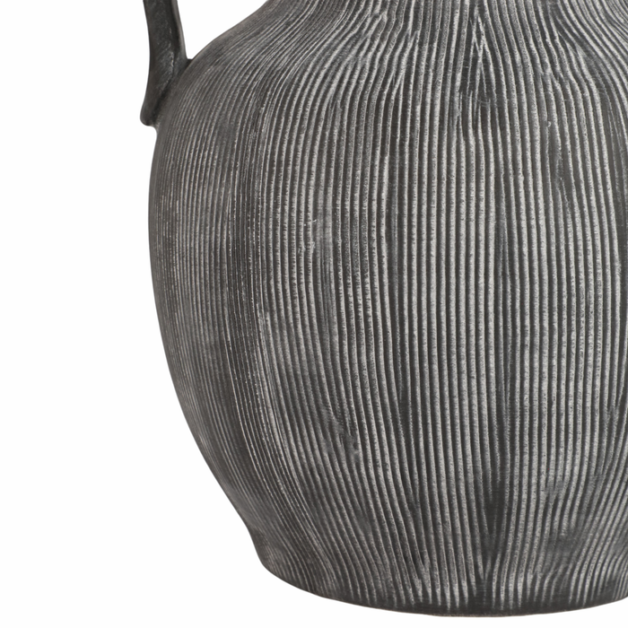 Carafe vieillie de 10 po en céramique avec poignées - noire 