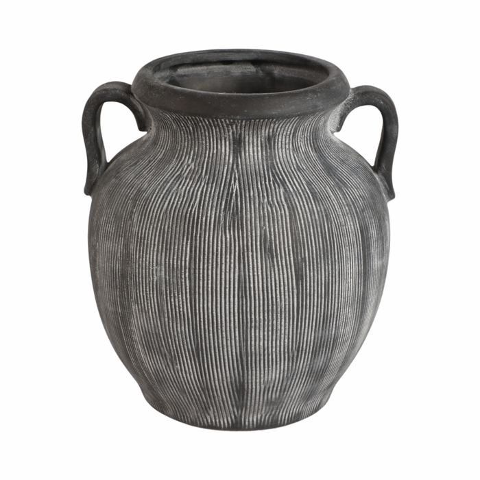 Carafe vieillie de 10 po en céramique avec poignées - noire 