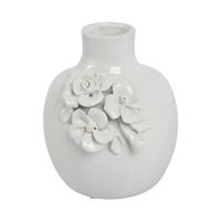 Vase à fleurs Rose de 6,25 po en céramique - blanc
