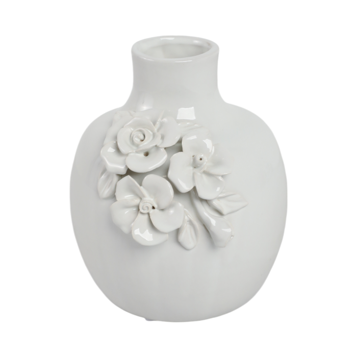Vase à fleurs Rose de 6,25 po en céramique - blanc 