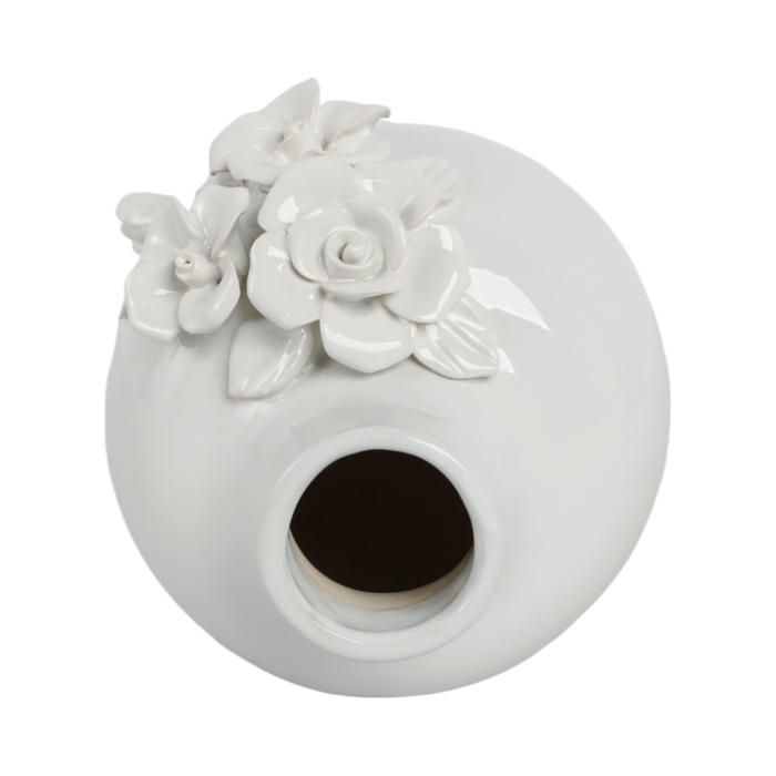 Vase à fleurs Rose de 6,25 po en céramique - blanc 