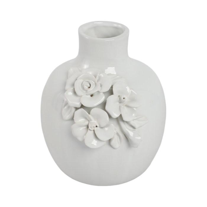 Vase à fleurs Rose de 6,25 po en céramique - blanc 