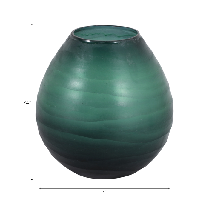 Vase moderne de 7,5 po en verre gravé - vert