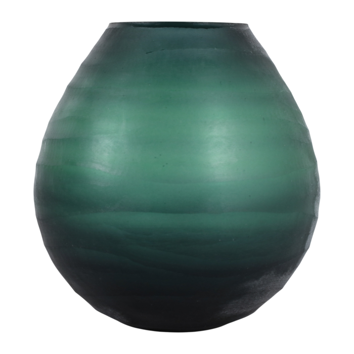 Vase moderne de 7,5 po en verre gravé - vert