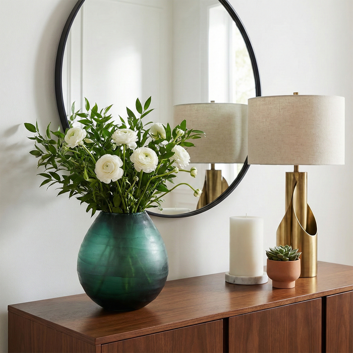Vase moderne de 7,5 po en verre gravé - vert