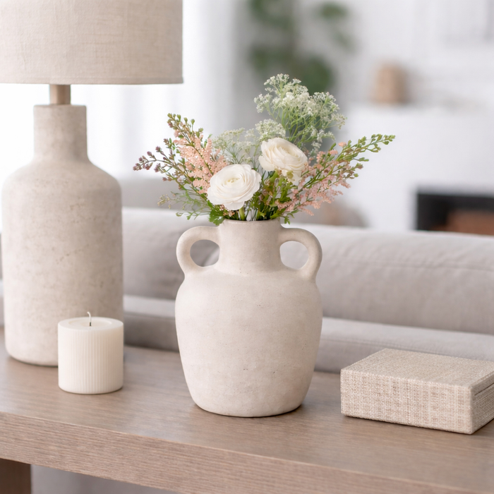 Vase à fleurs contemporain Boho de 6,5 po en céramique - ivoire 