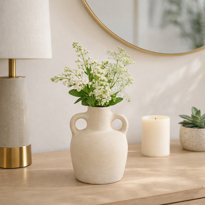 Vase à fleurs contemporain Boho de 6,5 po en céramique - ivoire 