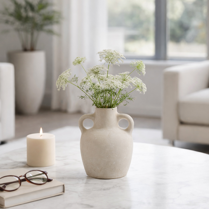 Vase à fleurs contemporain Boho de 6,5 po en céramique - ivoire 