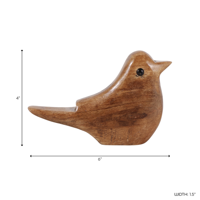 Oiseau décoratif contemporain en bois - naturel