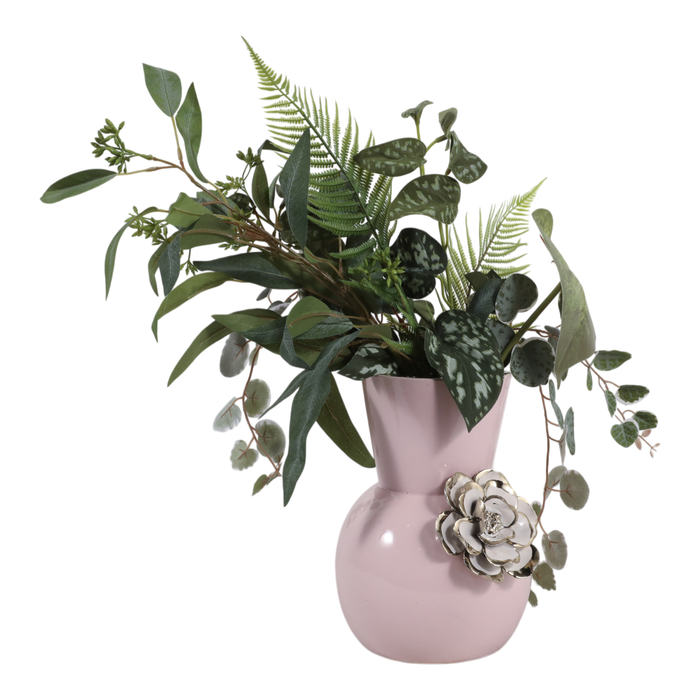 Vase à fleurs Blush de 9 po en céramique - rose 