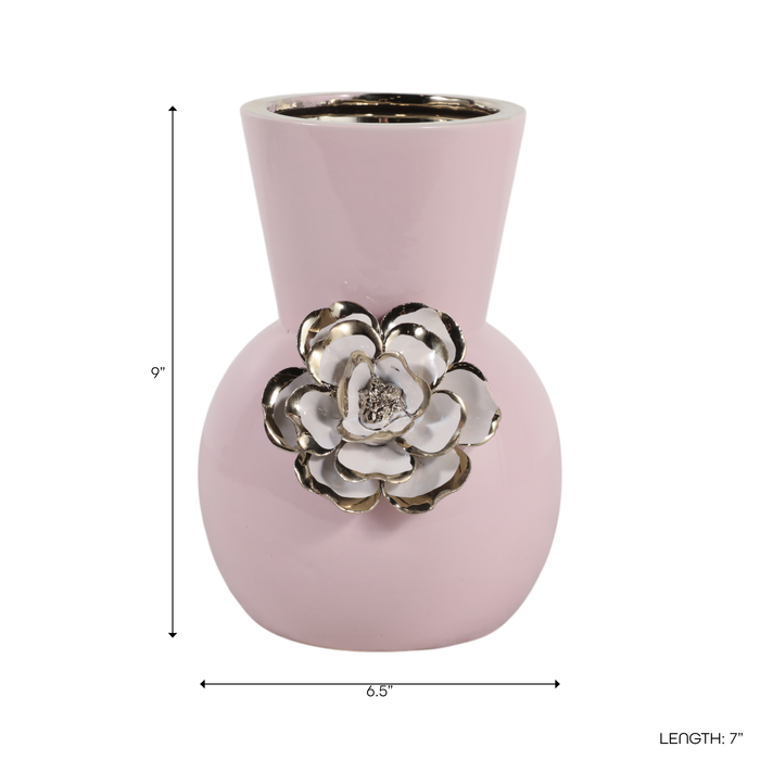 Vase à fleurs Blush de 9 po en céramique - rose 