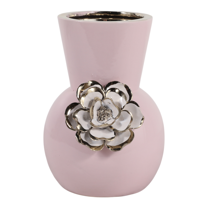 Vase à fleurs Blush de 9 po en céramique - rose 